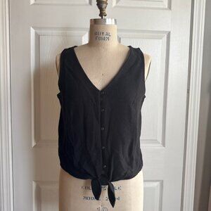 Texture & Thread By Madewell Cropped Button Front Tank Knit Shell Size M Black